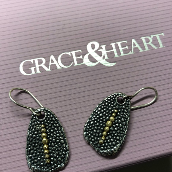 .925 sterling silver brass Radiant Ray Earrings - Picture 2 of 5